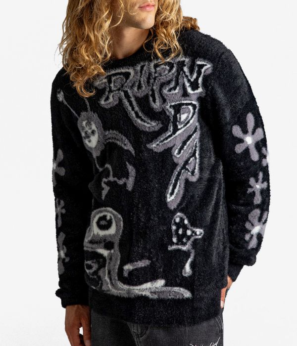Shop RIPNDIP Space Walk Mohair Sweatshirt black online skatedeluxe