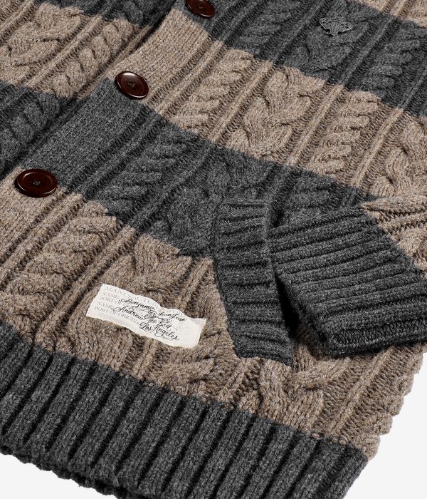 RVCA Chefs Kiss Cardigan (camel charcoal heather stripe)