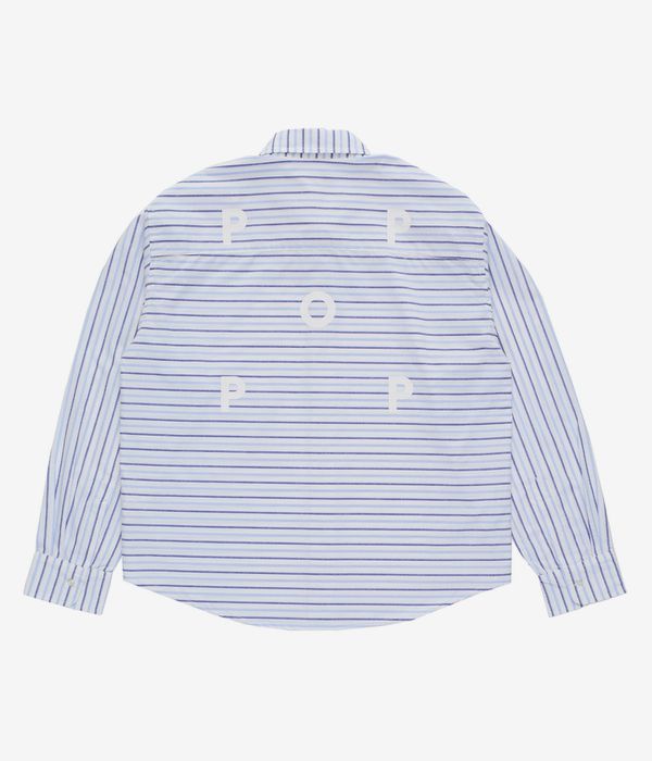 Pop Trading Company Striped Logo Camicia (white blue linen)