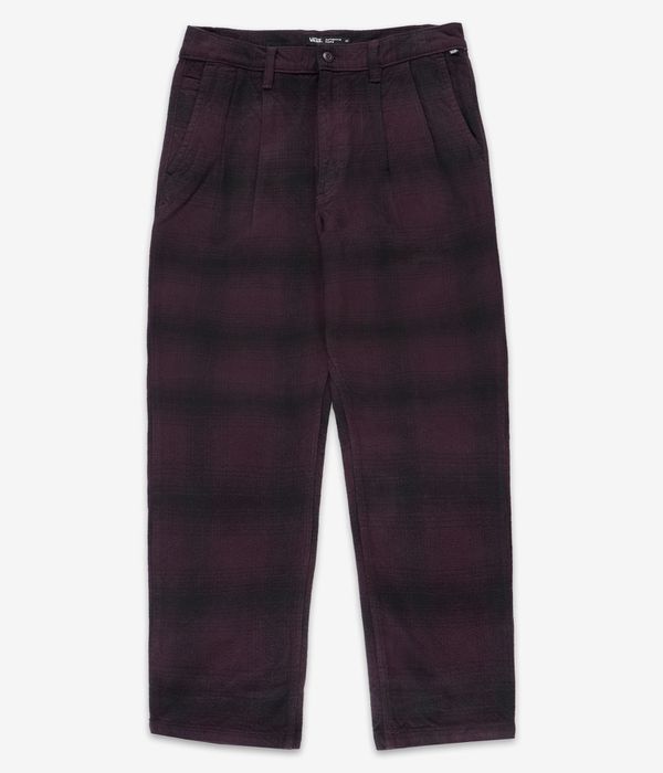 Vans Authentic Chino Loose Tapered Plaid Pantaloni (dark port black)