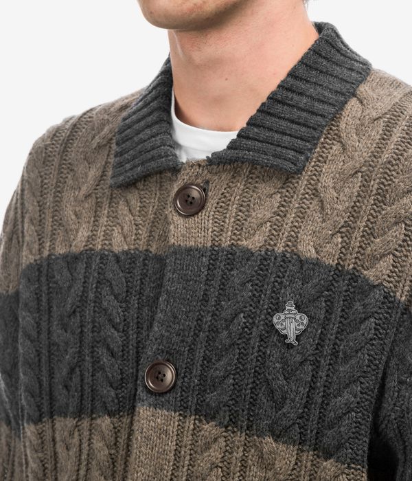 RVCA Chefs Kiss Strickjacke (camel charcoal heather stripe)