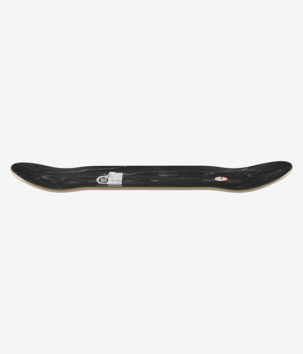 Real Silva Jawbreaker Unfun 8.28" Skateboard Deck, full-length profile view showing concave center with upturned nose and tail, predominantly black deck surface; clean studio image; white background.