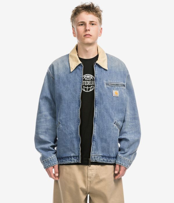 Carhartt WIP OG Detroit Cotton Camano Veste (blue dusty h brown burst washed)