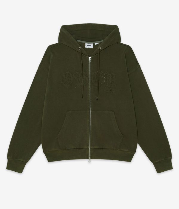 Obey Gothic Zip-Sweatshirt avec capuchon (dusty black olive)