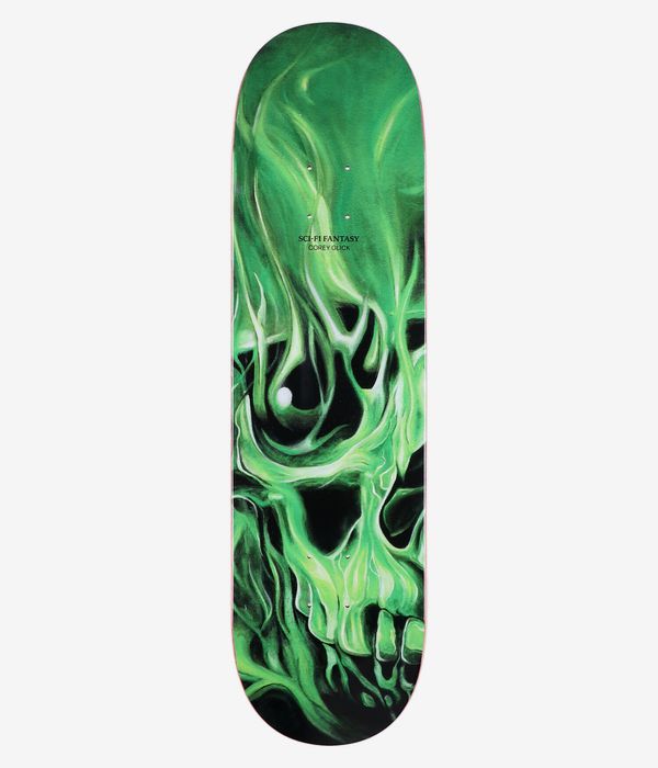 Sci-Fi Fantasy Glick Skulls 8.5" Skateboard Deck (green)