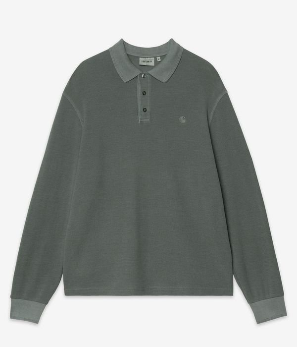 Carhartt WIP Waffle Polo-Shirt (dark scarab garment dyed)