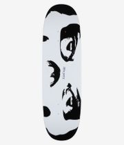 Polar Platt Skel Eyeball 8.85" Skateboard Deck full bottom view — white deck underside with bold black monochrome abstract shapes down center and small purple handwritten 'Jamie Platt'. Clean studio image; white background