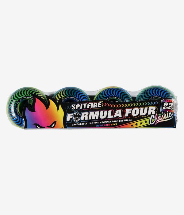 Spitfire Formula Four Multiswirl Classic Wheels (yellow blue) 53mm 99A 4 Pack