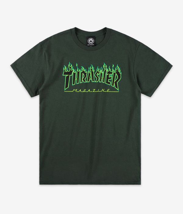 Thrasher Flame Camiseta (forest green black)