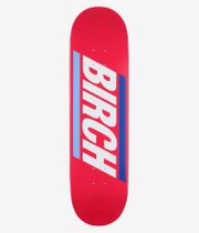 PALACE Charlie Pro S44 8.5" Skateboard Deck full bottom view — bright red deck with large diagonal white 'Palace' wordmark and parallel dark- and light-blue stripes on underside. Clean studio image; white background.