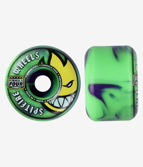 Spitfire Formula Four Team Colors Radial Full Wheels (neon green purple) 56 mm 99A 4 Pack