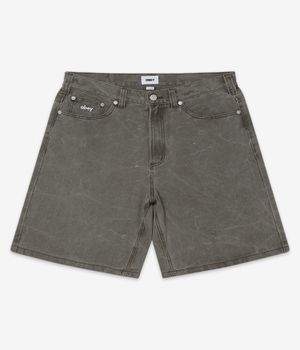 Obey Bigwig Baggy Denim Shorts (black olive wrinkle wash)
