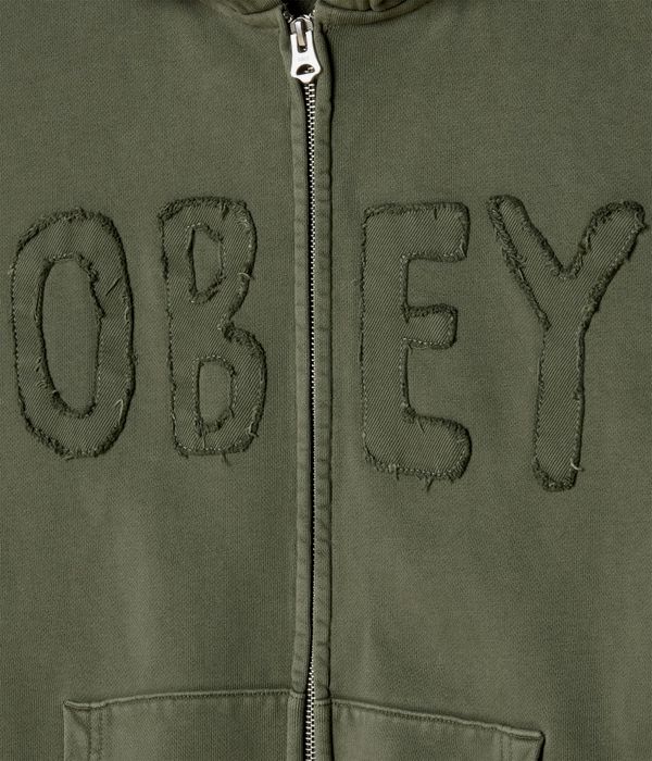 Obey Hybrid Faded Zip-Hoodie (deep lichen green faded wash)