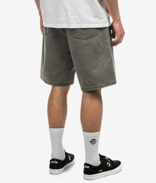 Obey Bigwig Baggy Denim Shorts (black olive wrinkle wash)