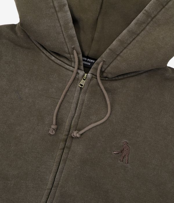 Passport Solid Workers Zip-Sweatshirt avec capuchon (washed bark)