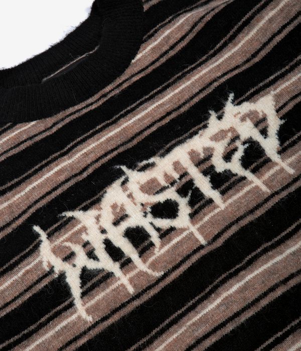 Wasted Paris Stripes Feeler Fuzzy Sweatshirt (brown black fog white)