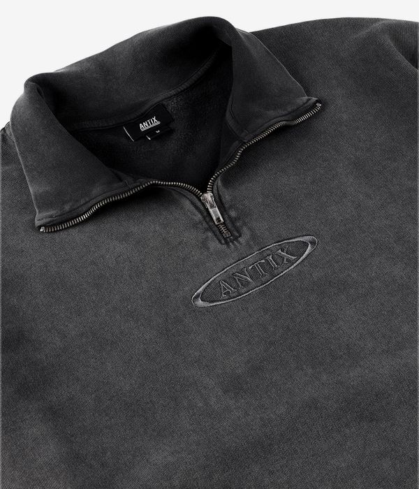 Antix Simplex Half Zip Organic Sweatshirt (washed black)