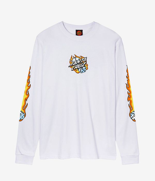 Santa Cruz Flaming Dice Dot Front Long sleeve (white)
