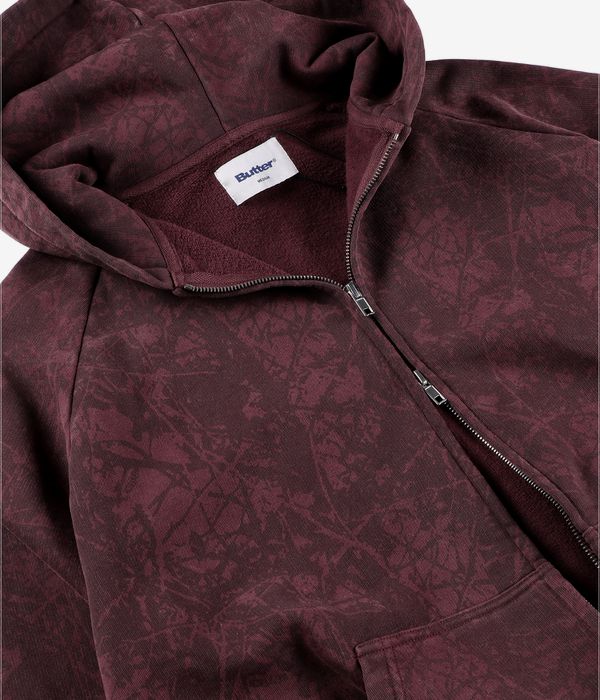 Butter Goods Woods Camo Zip-Hoodie (washed burgundy)
