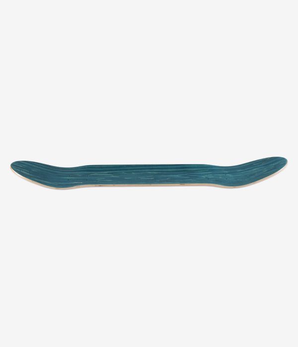 Jart Stay High A Weed Odyssey 8.25" skateboard deck — full-length profile view showing concave, nose and tail; turquoise deck surface with exposed wood layer edges; Clean Studio image; white background.