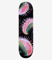 Planche de skateboard Rayssa Leal « April » de 8 pouces, vue de dessous — planche noire ornée de motifs illustrés audacieux représentant des pétales en dégradé rose et vert, avec des reflets blancs et un texte vertical blanc indiquant « RAYS SA LEAL » et « APRIL ». Image studio épurée ; fond blanc.
