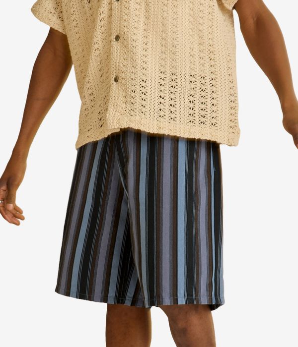 Obey Baja Stripe Baggy Denim Shorts (black multi)