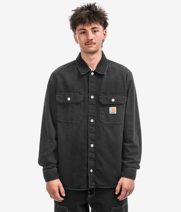 Carhartt WIP Harvey Olympia Shirt Chaqueta (black dark used wash)