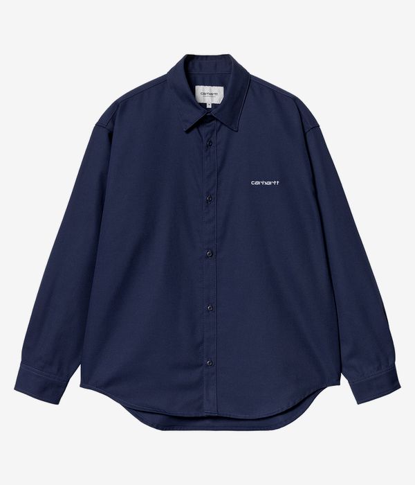 Carhartt WIP Module Script Arlington Chemise (air force blue white rigid)