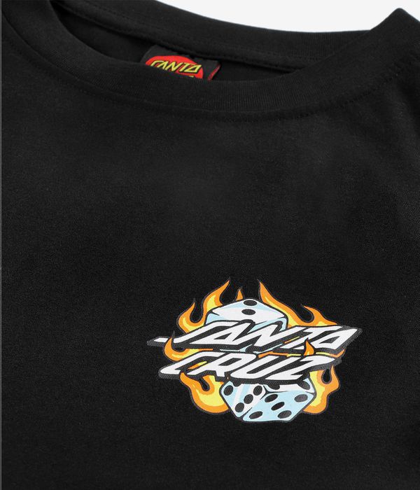 Santa Cruz Flaming Dice Dot Chest T-Shirt (black)