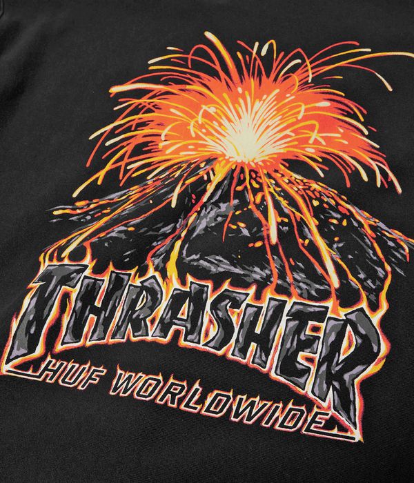 HUF x Thrasher Meltdown Heavyweight Hoodie (washed black)