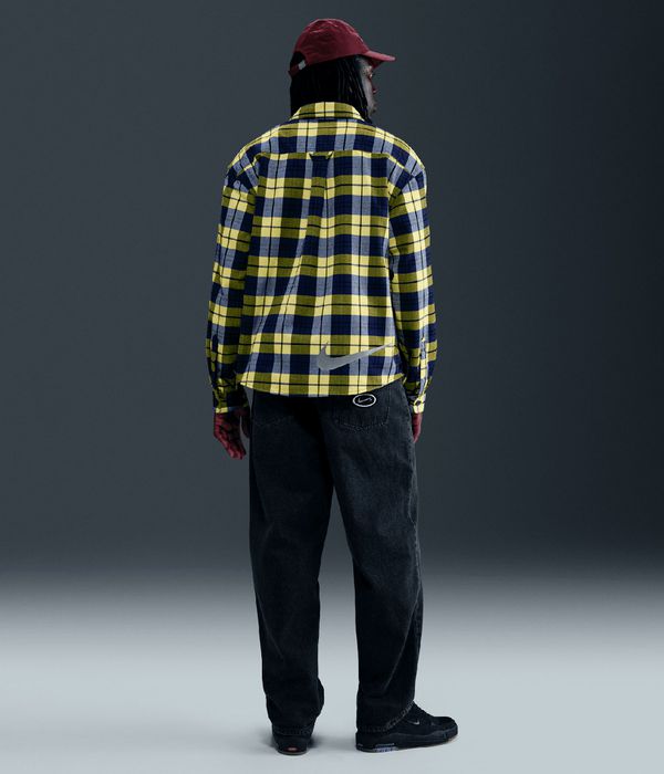 Nike SB BTN Up Koston Camicia (midnight navy speed yellow)