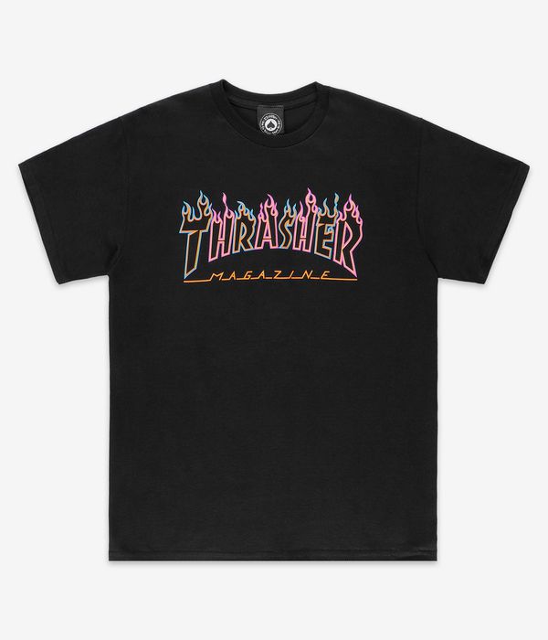 Thrasher Double Flame Neon T-Shirt (black)