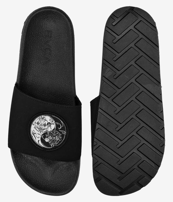 MR CARTOON RVCA SLIDES BLACK 10 サンダル 靴 黒-