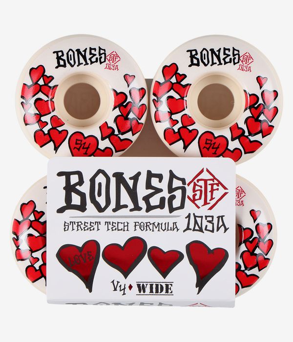 Bones STF Love V4 Ruote (white red) 54mm 103A pacco da 4