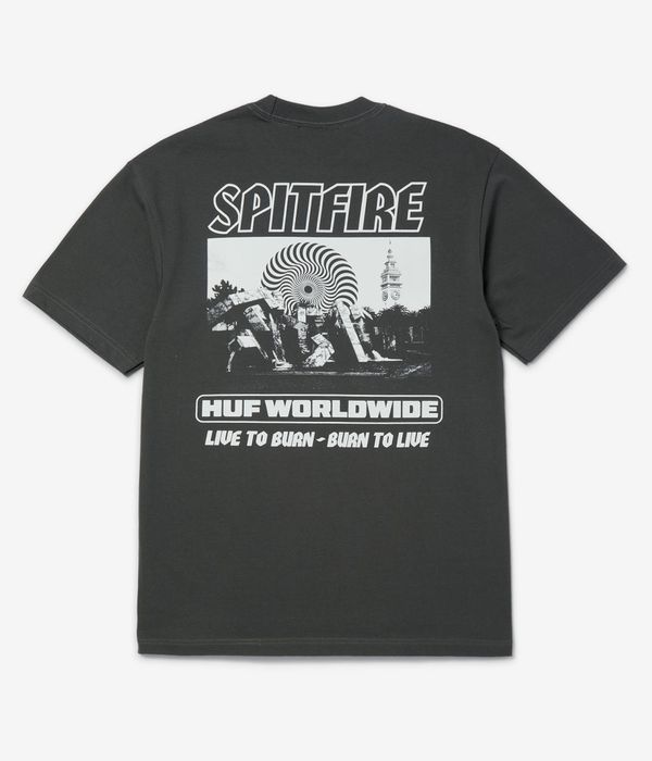 HUF x Spitfire Burn Heavyweight T-Shirt (washed black)